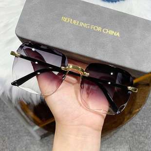 无框太阳镜 新款 街拍墨镜防紫外线太阳眼镜 网红同款 时尚 个性 韩版
