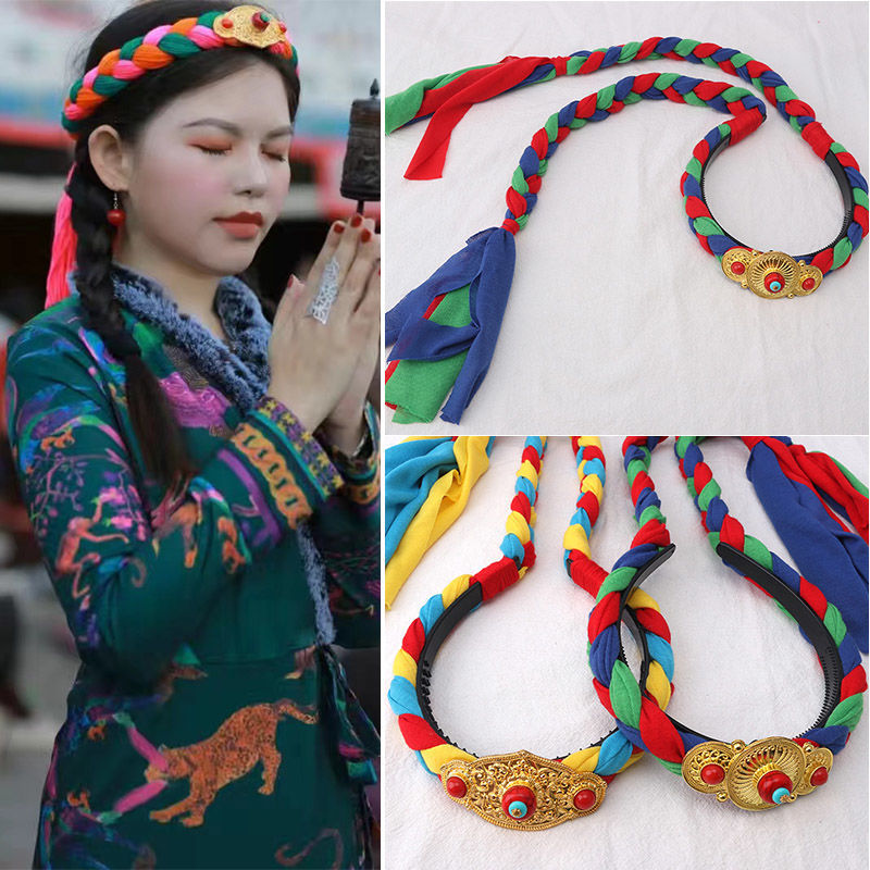 首饰压发辫子西藏女士编假头发民族发箍仿金 藏式 藏族头饰女藏式
