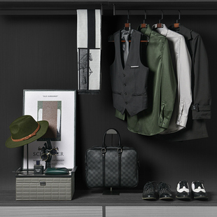 灰绿色新款 样板房衣柜饰品摆件衣帽间衣橱软装 托盘组合 搭配套装
