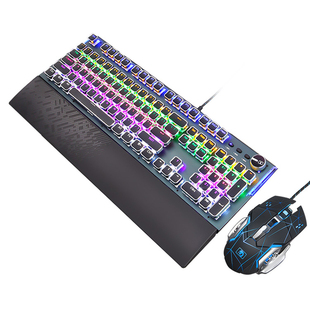 青轴黑轴104键电竞游戏 新盟蒸汽朋克复古圆键真机械键盘鼠标套装