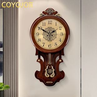 中式 时尚 时钟挂钟客厅高档挂表家用大气复古壁钟欧式 挂墙钟表 新款