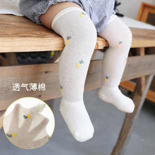 防蚊新生婴儿长筒袜过膝中筒不勒透气网眼高筒袜 薄款 宝宝袜子夏季