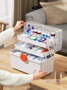 家用大容量多层药品药物收纳盒小药盒 日本进口MUJIΕ医药箱家庭装