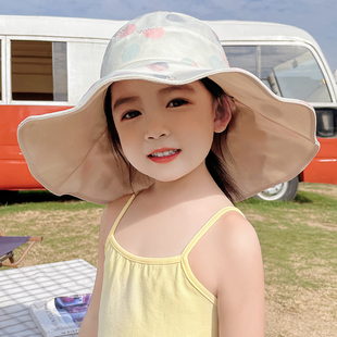 儿童防晒帽子女童夏天空顶遮阳帽防紫外线宝宝太阳帽出游凉帽韩版