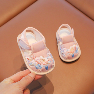 软底布鞋 小公主周岁鞋 夏 学步鞋 子女宝宝中式 婴儿凉鞋 1一2岁宝宝鞋