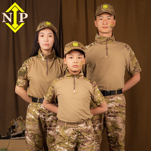 蛙服户外拓展训练野战亲子CP迷彩服套装 学生军训夏令营儿童短袖