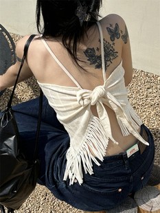 小心机露背性感绑带流苏下摆显瘦吊带背心上衣 SEI韩国个性 Unique