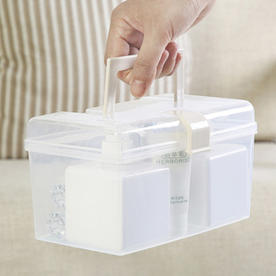 家用透明收纳盒桌面塑料整理盒手提储物箱小箱子整理箱药箱收纳箱