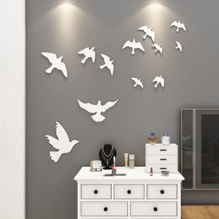 饰创意ins风贴纸 和平鸽现代简约亚克力墙贴客厅沙发电视背景墙装