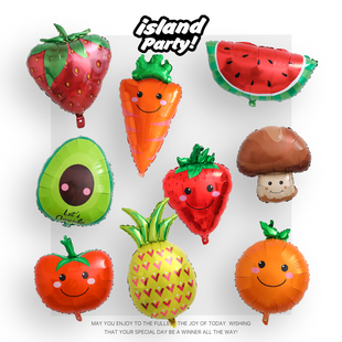饰水果蔬菜卡通飘空氦气红色草莓宝宝铝膜 气球儿童无毒布置场景装