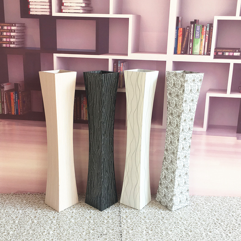 假花花瓶 高档木质细长现代简约落地长方形摆件客厅干插花大号欧式