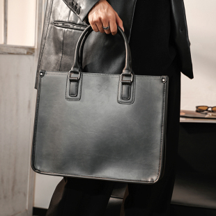 新款 灰色商务公文包手提包 背包电脑包 潮牌男包单肩包斜挎包时尚