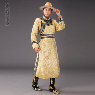 新款 蒙古服装 蒙古袍少数民族舞蹈表演出服蒙古族成人传统长袍 男士