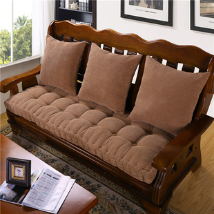 加厚防滑坐垫三人座通用飘窗垫订做 红实木沙发垫冬季 木头沙发中式