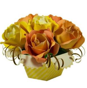 立体3D纸质模型仿真花卉植物盆景香槟玫瑰花 儿童手工折纸DIY拼装