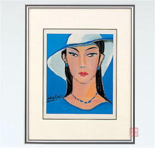 女人満寿夫画办公室饰品创意 高冈铜器挂图壁画白帽子 日本代购