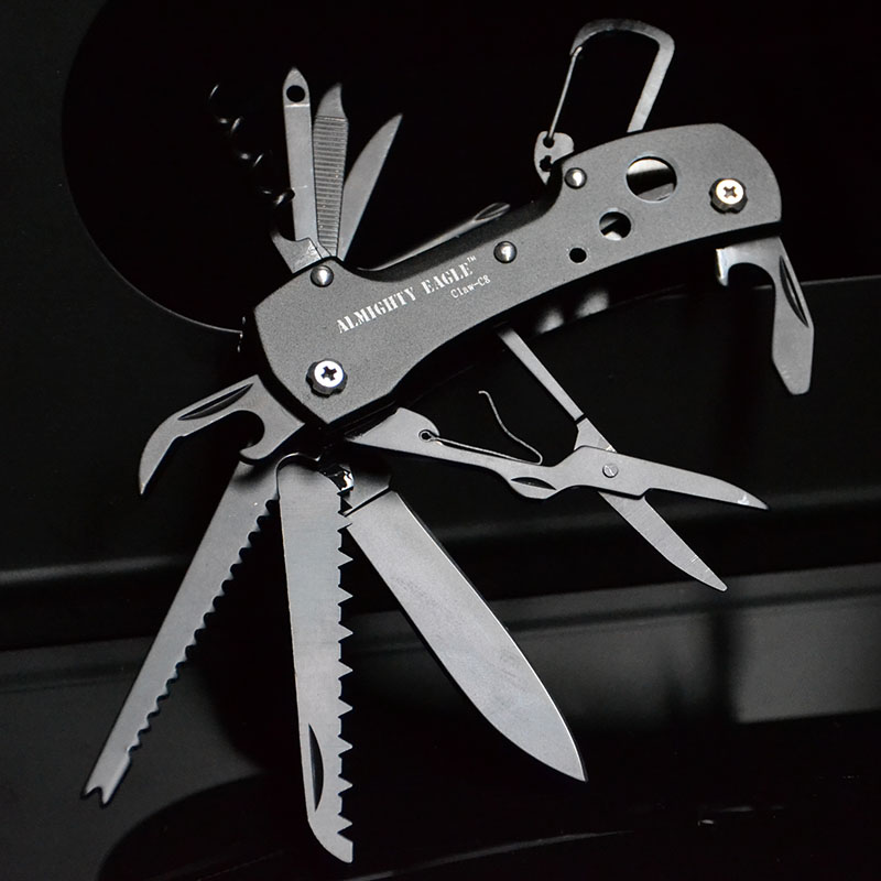 鹰爪C8户外多功能折叠小刀组合多用途迷你防身工具随身钥匙刀具
