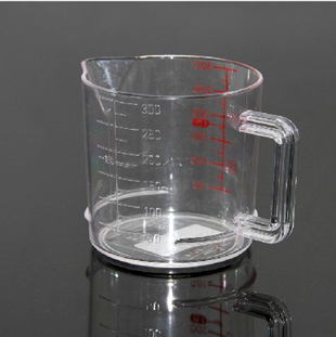 日本进口 量杯 315ml 透明塑料带手柄计量杯带刻度量米杯厨房用品