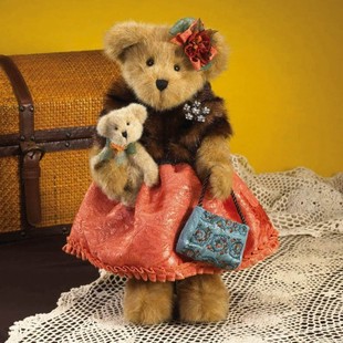 正版 美国抱小熊皮草连衣裙16寸泰迪熊专柜正品 欣赏 玩具