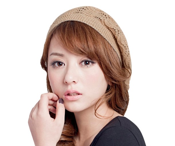 时尚 2024年春夏季 针织毛线贝雷帽子 潮百搭超薄镂空 新款 女式 韩版