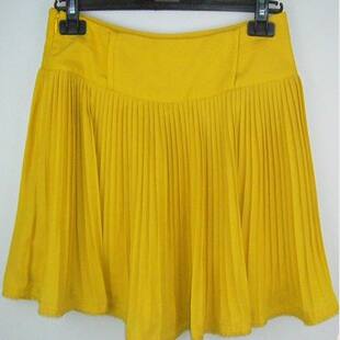 裙百褶半身裙20003360 黄色雪纺短裙裤 品牌