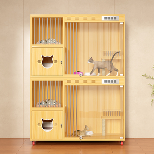 猫别墅实木猫窝恒温猫柜三层豪华宠物展示柜家用繁殖猫舍寄养猫笼
