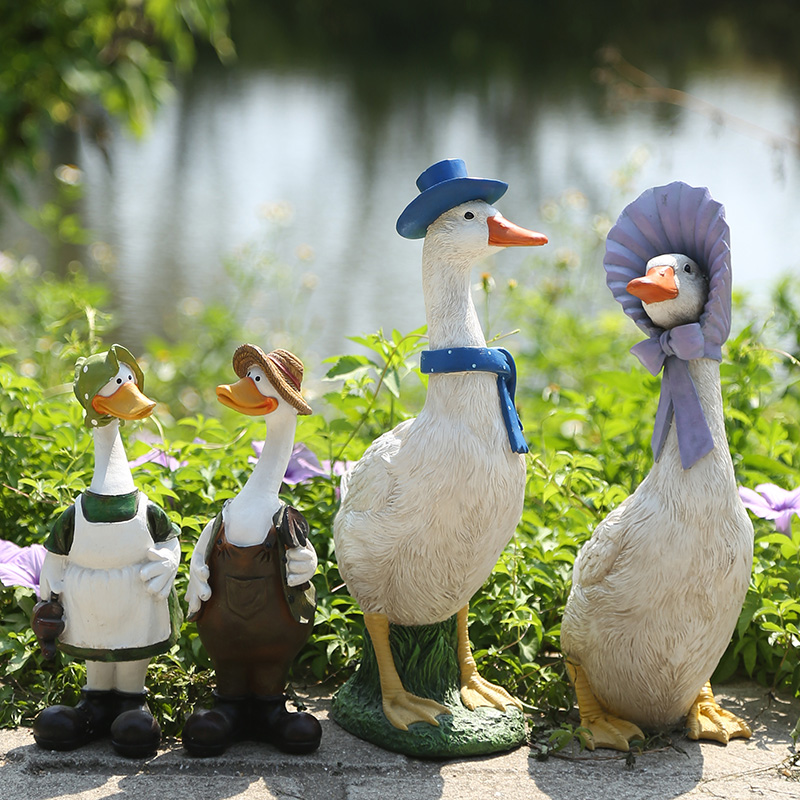 饰摆件别墅花园庭院布置户外花盆动物雕塑园林景观小品 卡通鸭子装