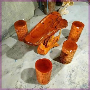 实木墩子原木树桩木桩底座茶几茶桌配凳大板支架圆 根雕凳子