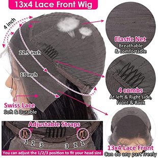 Lace WoXmen Front for FII Wigs Black Human 13x4 Hair