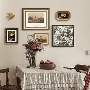 极速法式 客厅组合挂画沙发背景墙卧室装 复古轻奢花卉餐厅 饰画美式