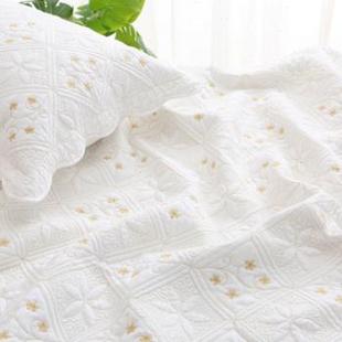 速发爆品北欧夹棉双面绣花绗缝被三件套大床床罩床盖夹棉床单单件