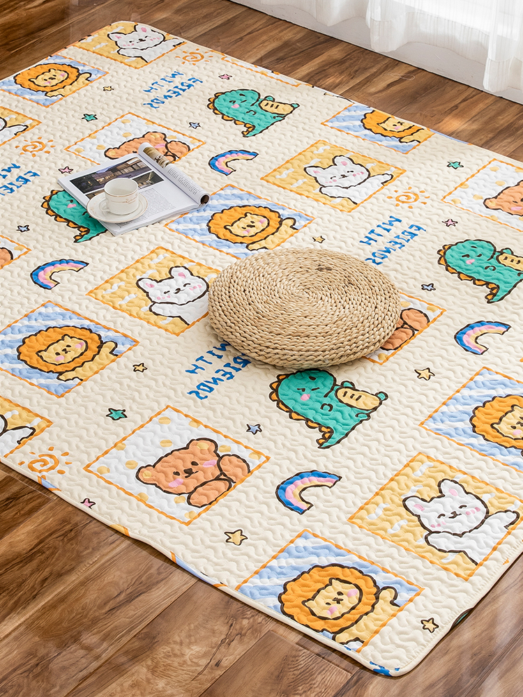可机洗 定制全棉薄款 宝宝儿童客厅卧室满铺爬行地垫地毯 榻榻米垫