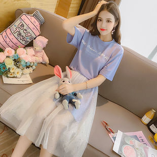 2019夏装 两件套套装 仙女超仙甜美很仙 法国小众桔梗连衣裙子 新款