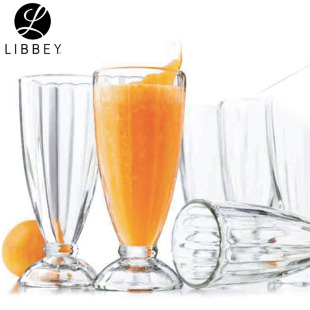 Libbey利比进口玻璃杯果汁杯奶昔杯冰激凌奶茶杯冰橘杯冷饮杯加厚