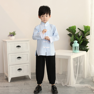中国风学生装 儿童汉服古装 男童复古套装 宝宝中式 民国演出服装 唐装