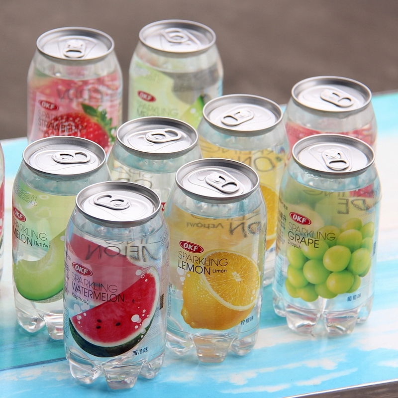 韩国进口OKF果味气泡水葡萄草莓柠檬西瓜味汽水碳酸饮料网红饮品