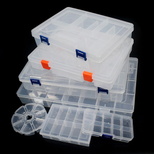 器件透明塑料收纳盒样品小盒子螺丝工具配件钻头 多格零件盒电子元