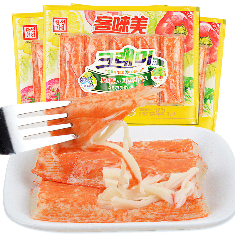 客唻美蟹肉棒即食蟹味棒零食休闲食品手撕蟹寿司90g 韩国进口