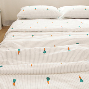 AFISHTANG成长萝卜简约清新文艺全棉床单被套纯棉被罩床笠可定做