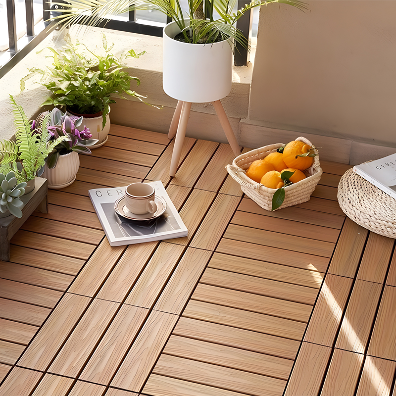 修塑木 塑木地板片拼接阳台户外地板方木露台庭院花园地面铺设装
