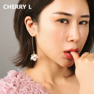 CherryL珍珠感耳环女韩国新款 大气长款 耳坠 夸张小众耳饰显脸瘦