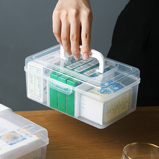 手提小盒子塑料收纳盒透明带盖防尘整理盒桌面有盖杂物零食储物箱