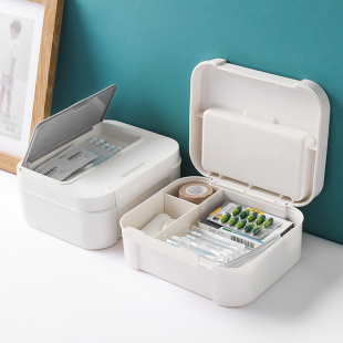 药物盒药品收纳盒急救箱家用大容量医药多层 日本分格小药箱家庭装
