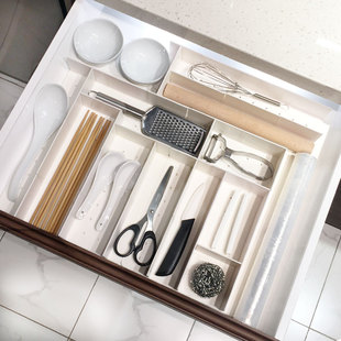 厨房抽屉收纳分隔盒自由组合橱柜内餐具刀叉筷杂物分格片整理盒