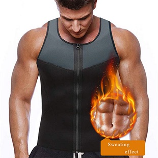 Men Vest Sweat Slimming Running Gym Zipper Shirt Neoprene