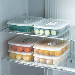 日本进口冰箱专用保鲜盒厨房密封冷冻盒塑料长方形水果食品收纳盒