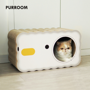 PURROOM原创鸡蛋糕猫抓板窝猫玩具猫窝宠物多功能磨爪纸箱瓦楞纸