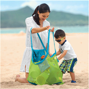 儿童沙滩玩具收纳袋玩沙工具宝宝游泳大容量网袋户外沙滩包 新品