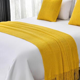 民宿床尾巾轻奢酒店专用床尾毯宾馆床旗家用床搭巾毯床盖 2022新款