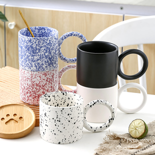 创意泼墨陶瓷马克杯早餐杯办公室咖啡杯喝水情侣杯子礼物家用水杯